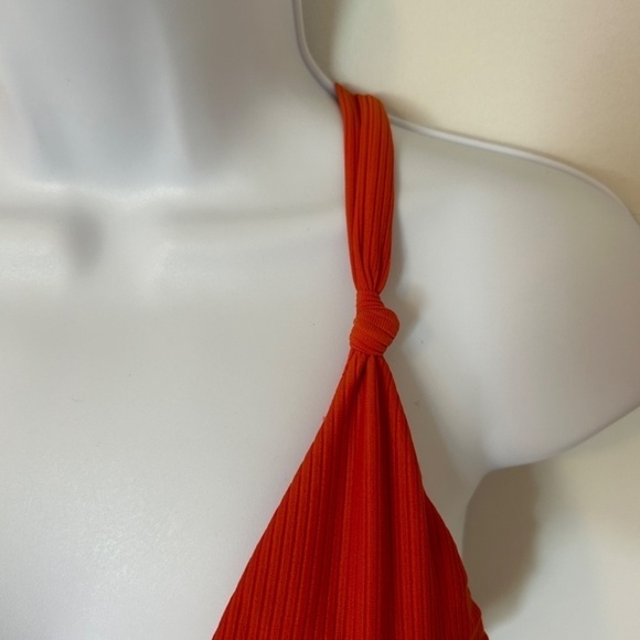 Bar III Women's L Cinn Knot Detail Halter Tie Ribbed One-Piece Swimsuit Chic NWT - Picture 11 of 11